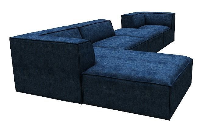 Sofa L Type seater corner and chaise lounge and center Low-poly 3D model_2