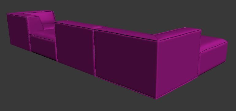 Sofa L Type seater corner and chaise lounge and center Low-poly 3D model_10