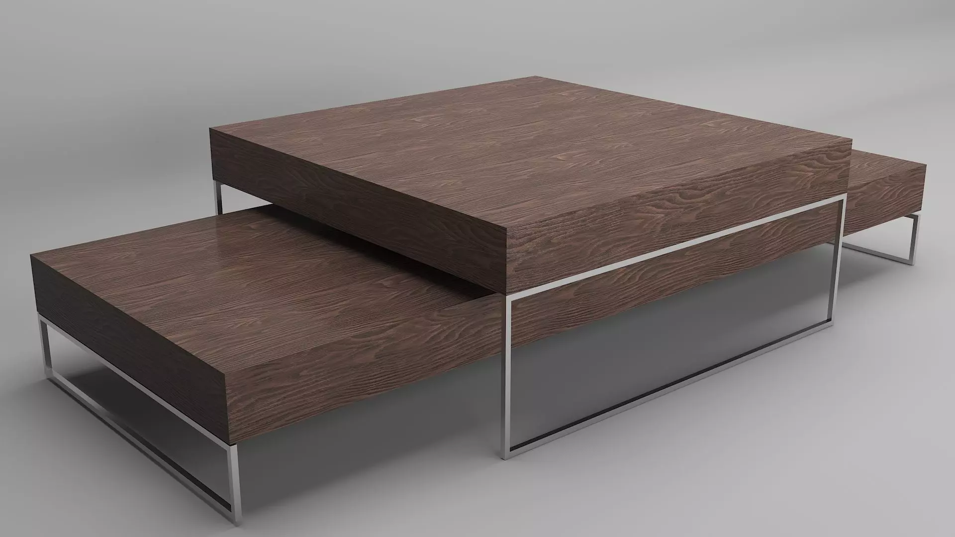 Wooden cafe table with steel legs Furniture table Free low-poly 3D model