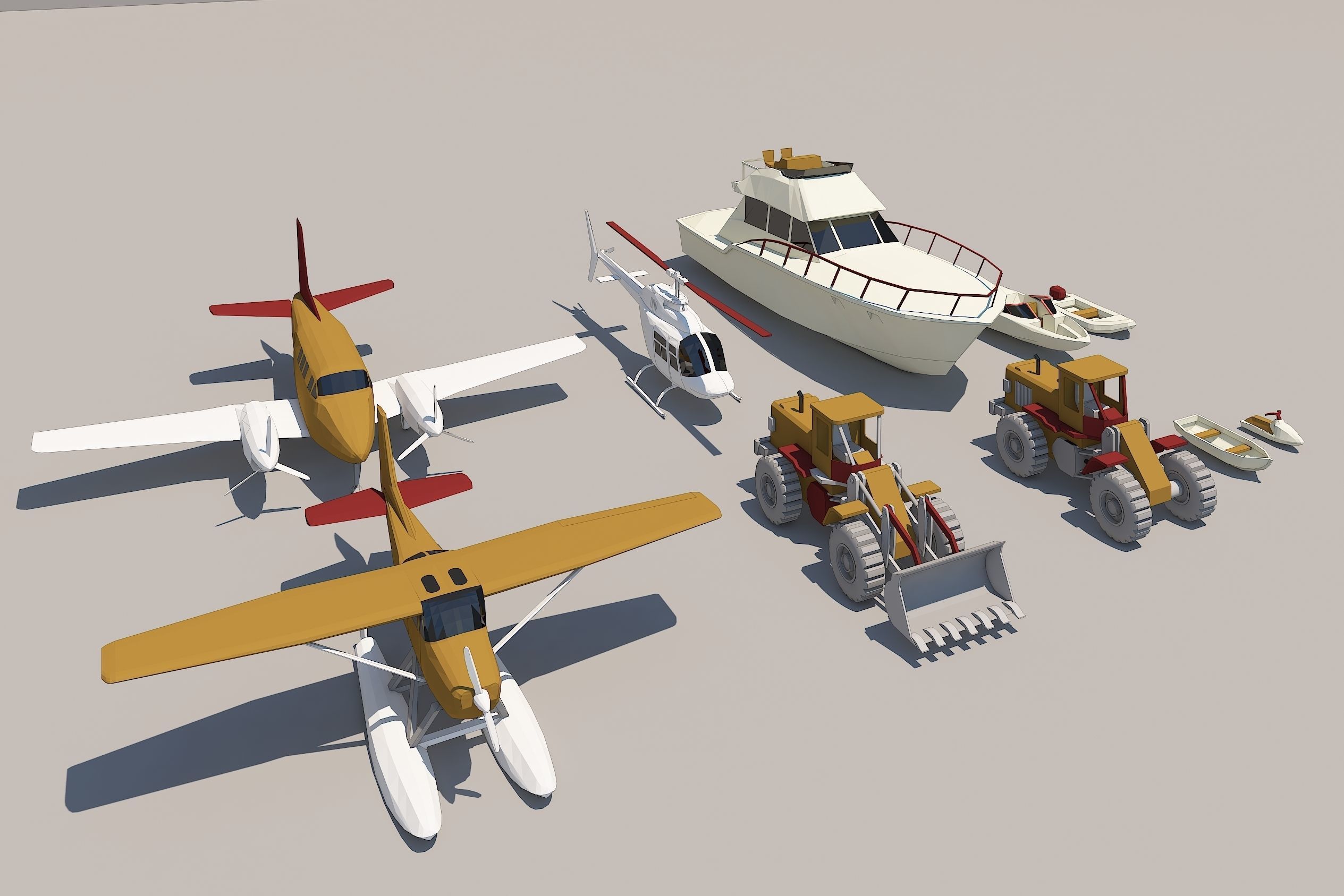 Loader Planes Boats collection Low-poly 3D model_4