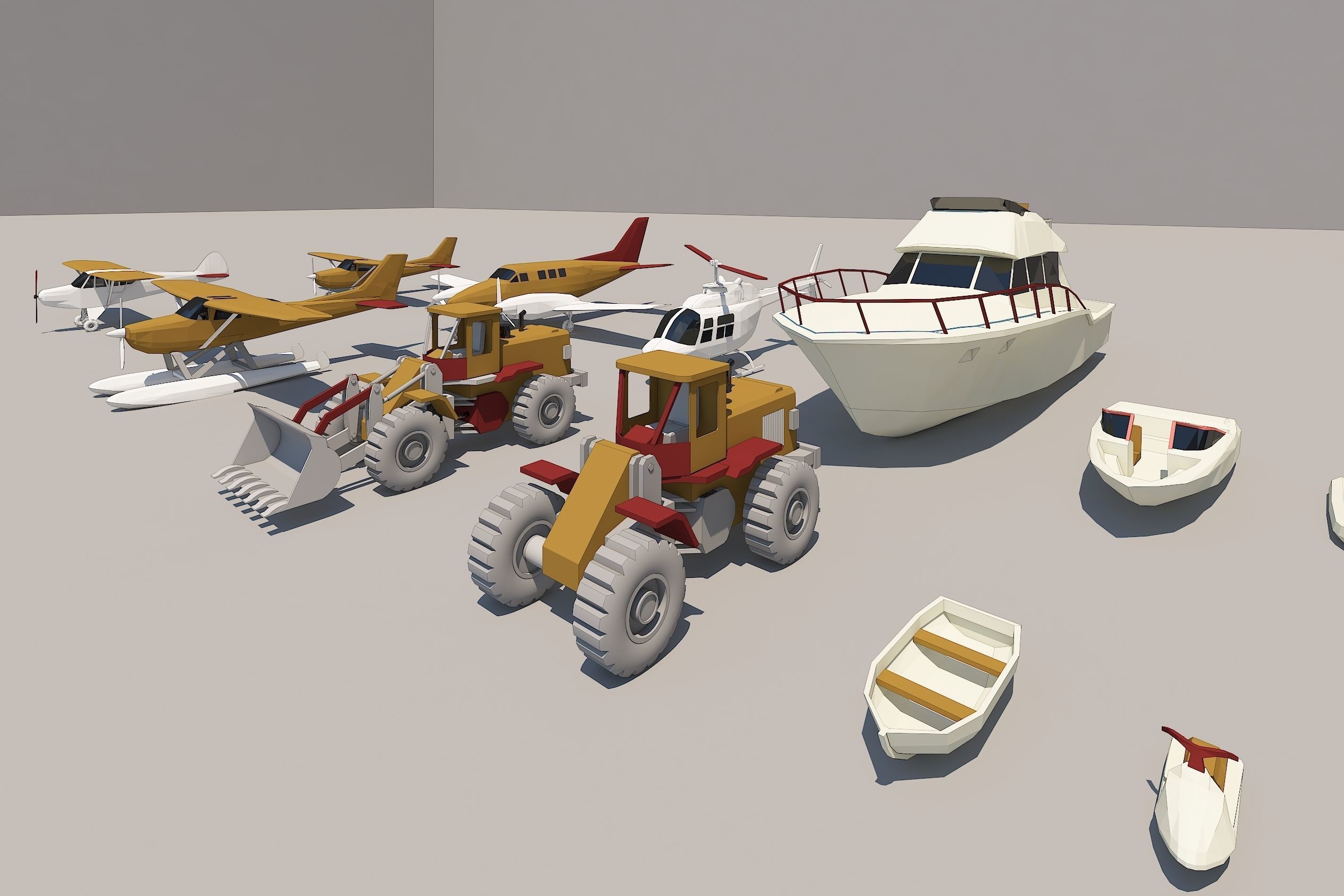 Loader Planes Boats collection Low-poly 3D model_2
