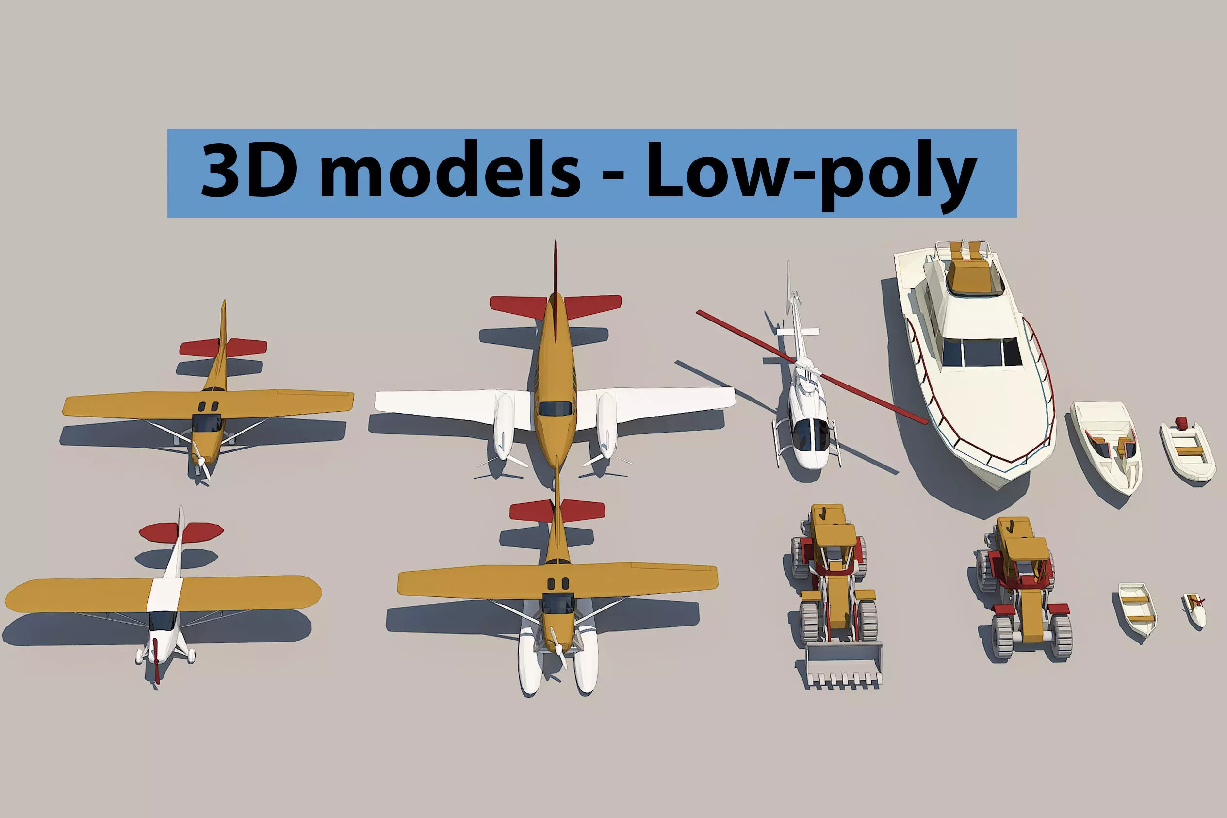 Loader Planes Boats collection Low-poly 3D model_0
