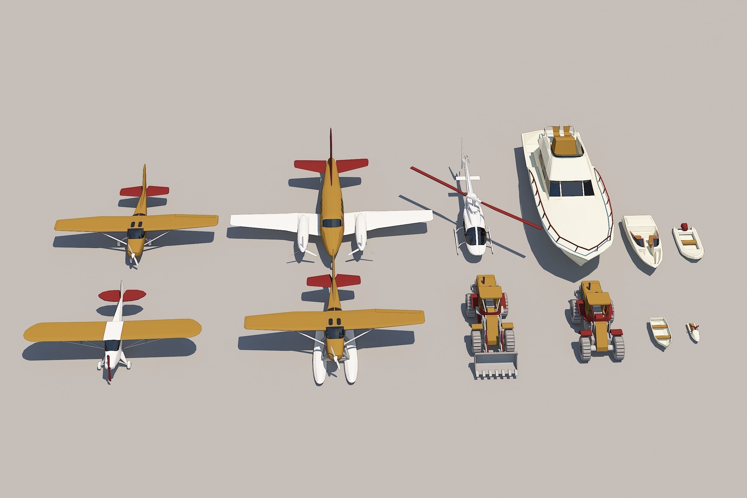 Loader Planes Boats collection Low-poly 3D model_3