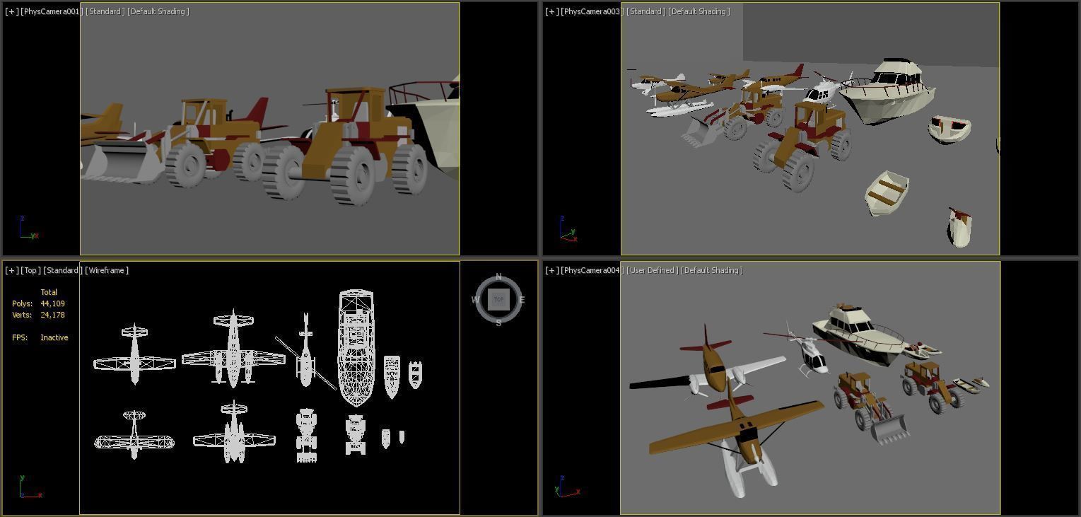 Loader Planes Boats collection Low-poly 3D model_9
