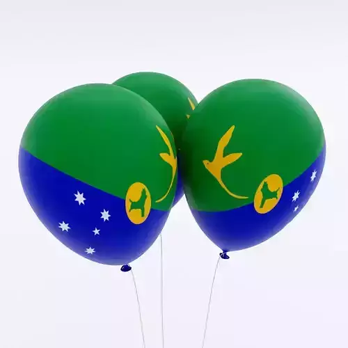 Christmas Island country balloon low poly 3d model 