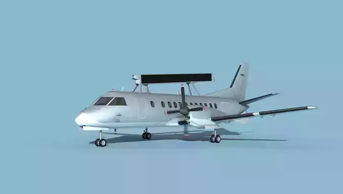 SAAB SF340 AEWAC V03 Unmarked 3D model
