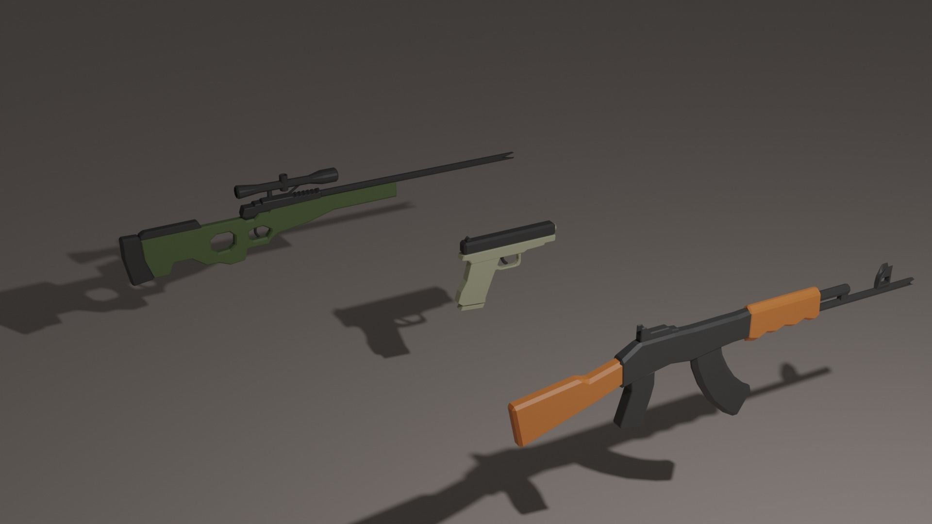 Low Poly Gun Pack Free low-poly 3D model_8