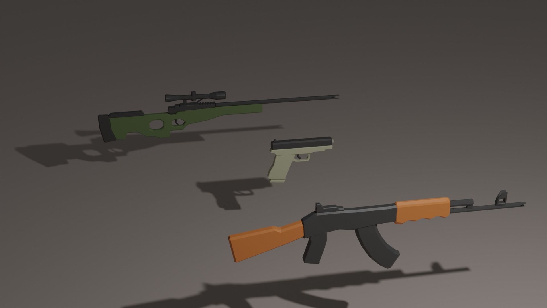 Low Poly Gun Pack Free low-poly 3D model_7