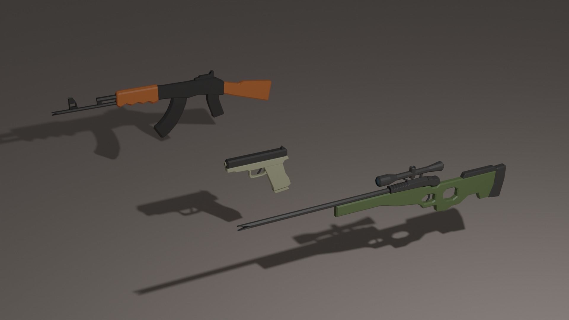 Low Poly Gun Pack Free low-poly 3D model_1