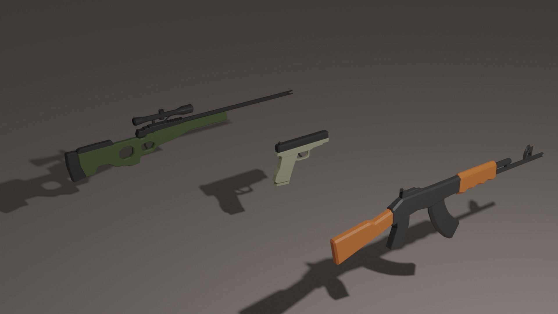 Low Poly Gun Pack Free low-poly 3D model_9