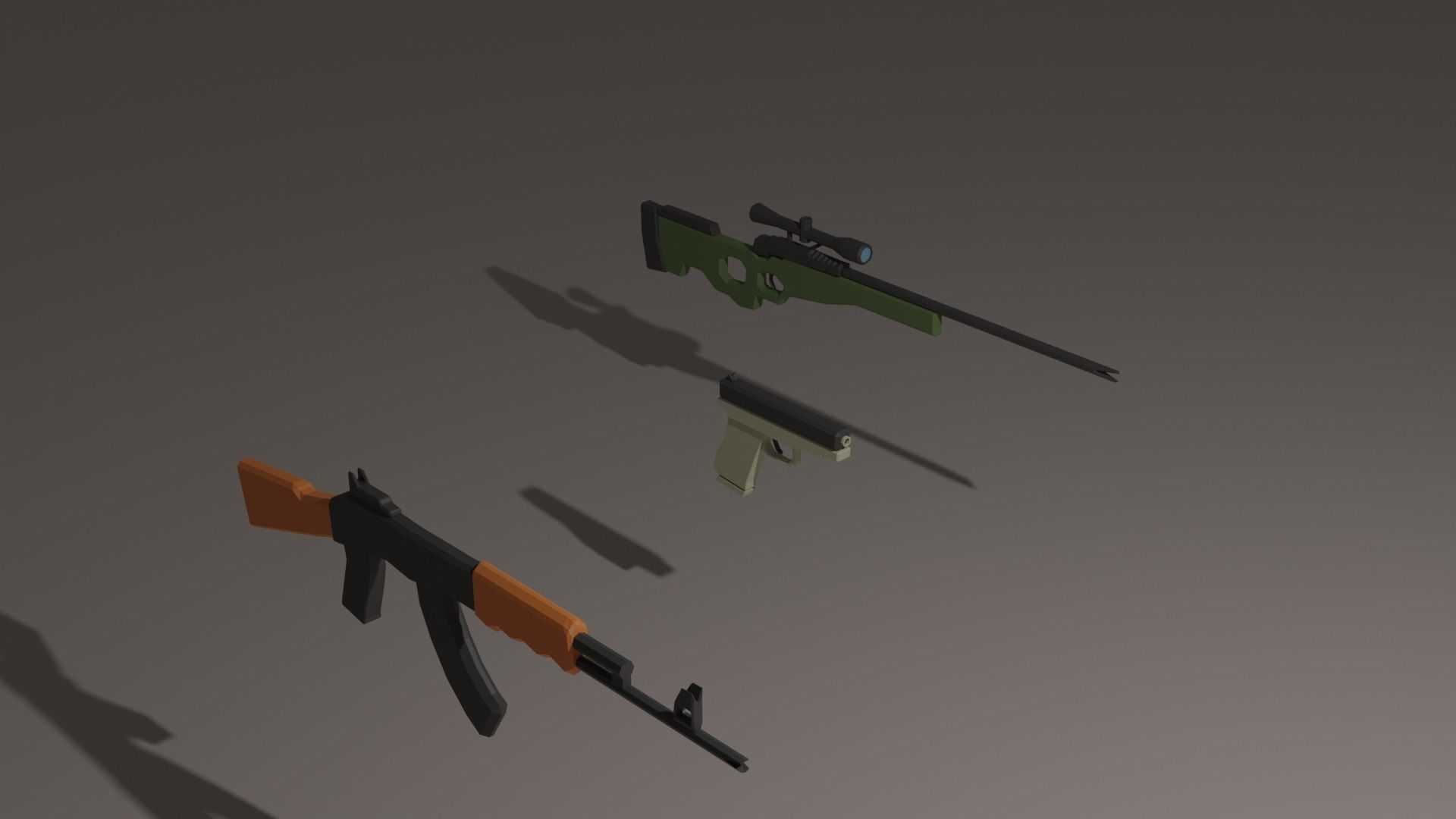 Low Poly Gun Pack Free low-poly 3D model_5