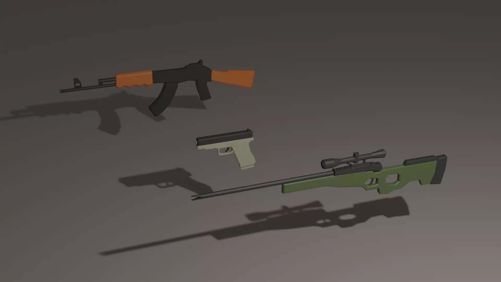 Low Poly Gun Pack Free low-poly 3D model_0