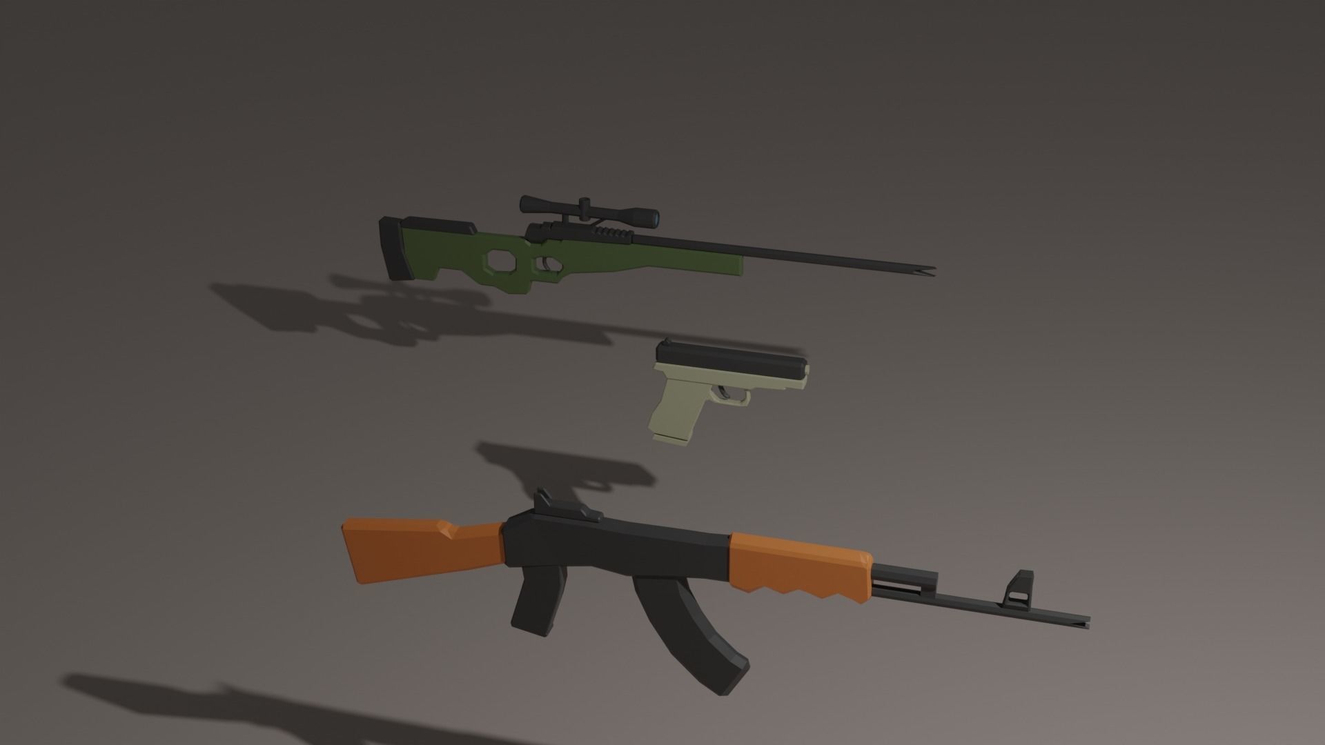 Low Poly Gun Pack Free low-poly 3D model_6