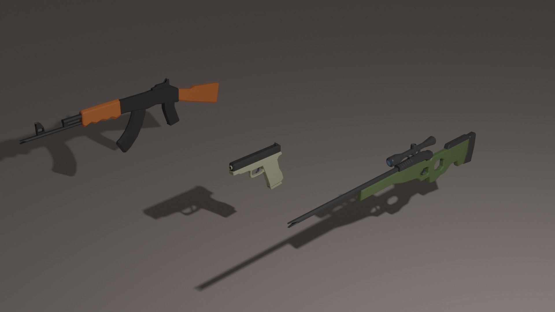 Low Poly Gun Pack Free low-poly 3D model_2