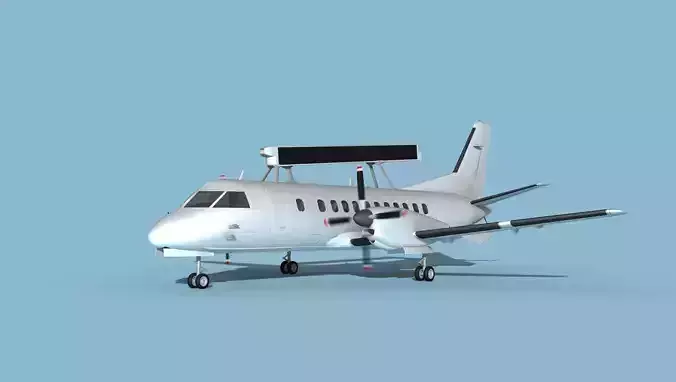 SAAB SF340 AEWAC V08 Unmarked 3D model