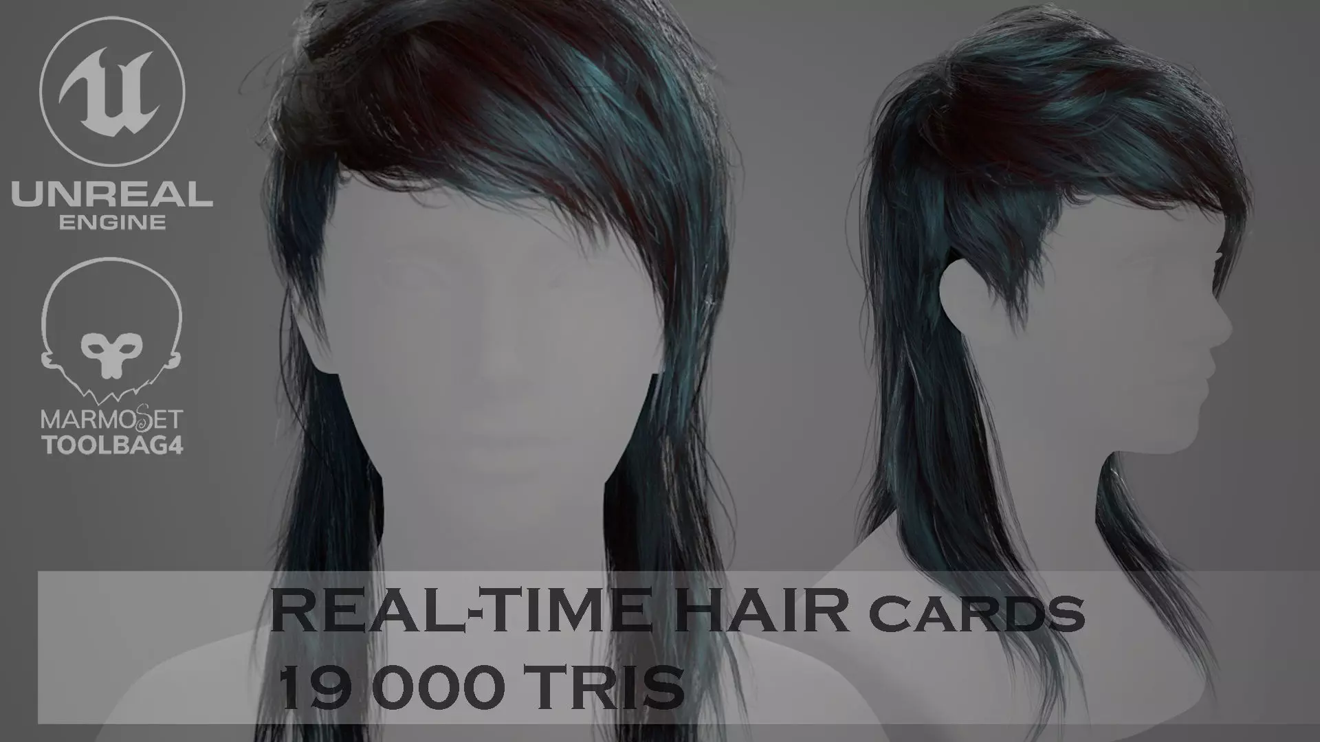 Low Poly Cards Game-ready Hairstyle Mullet Low-poly 3D model_0