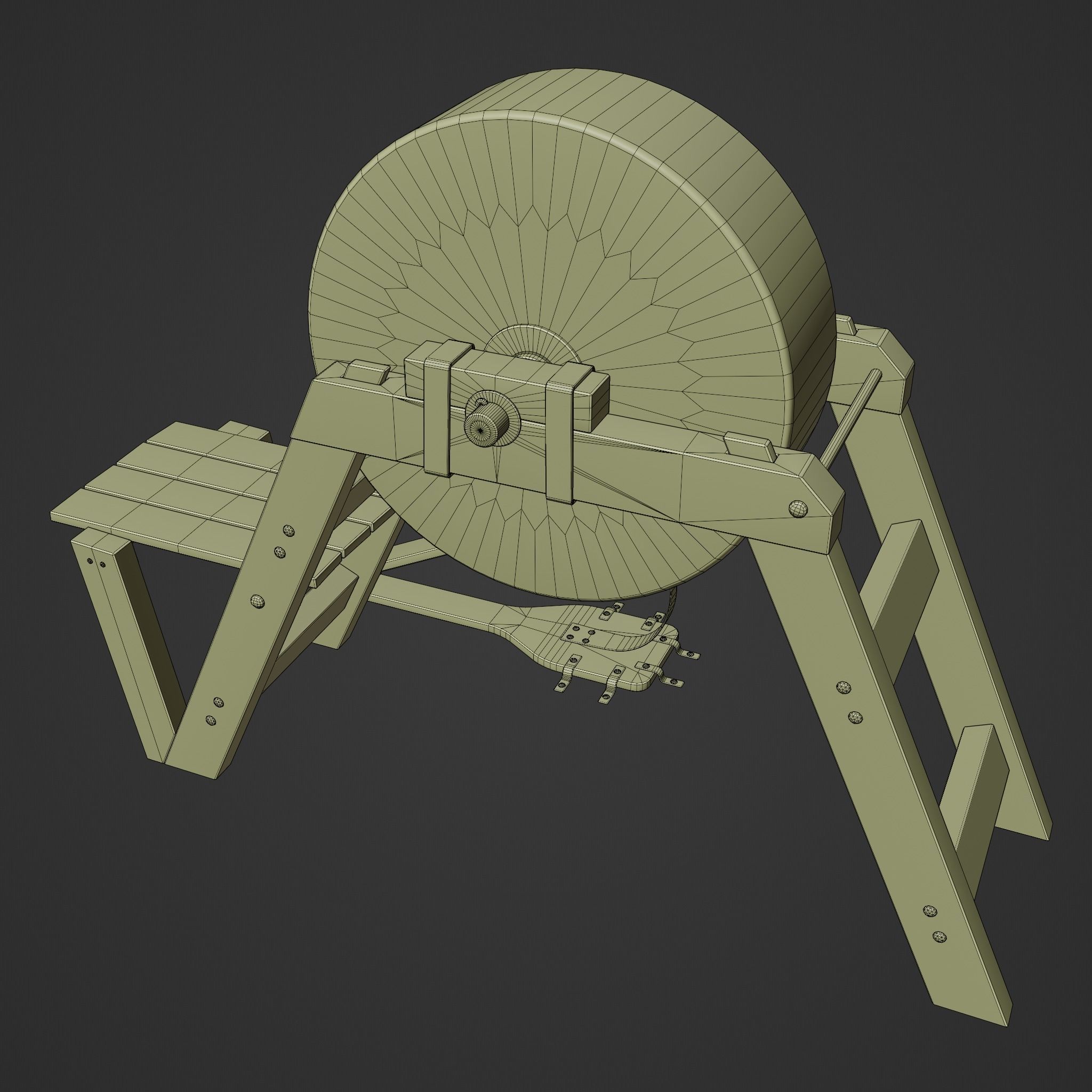 Medevil grinding wheel Low-poly 3D model_11