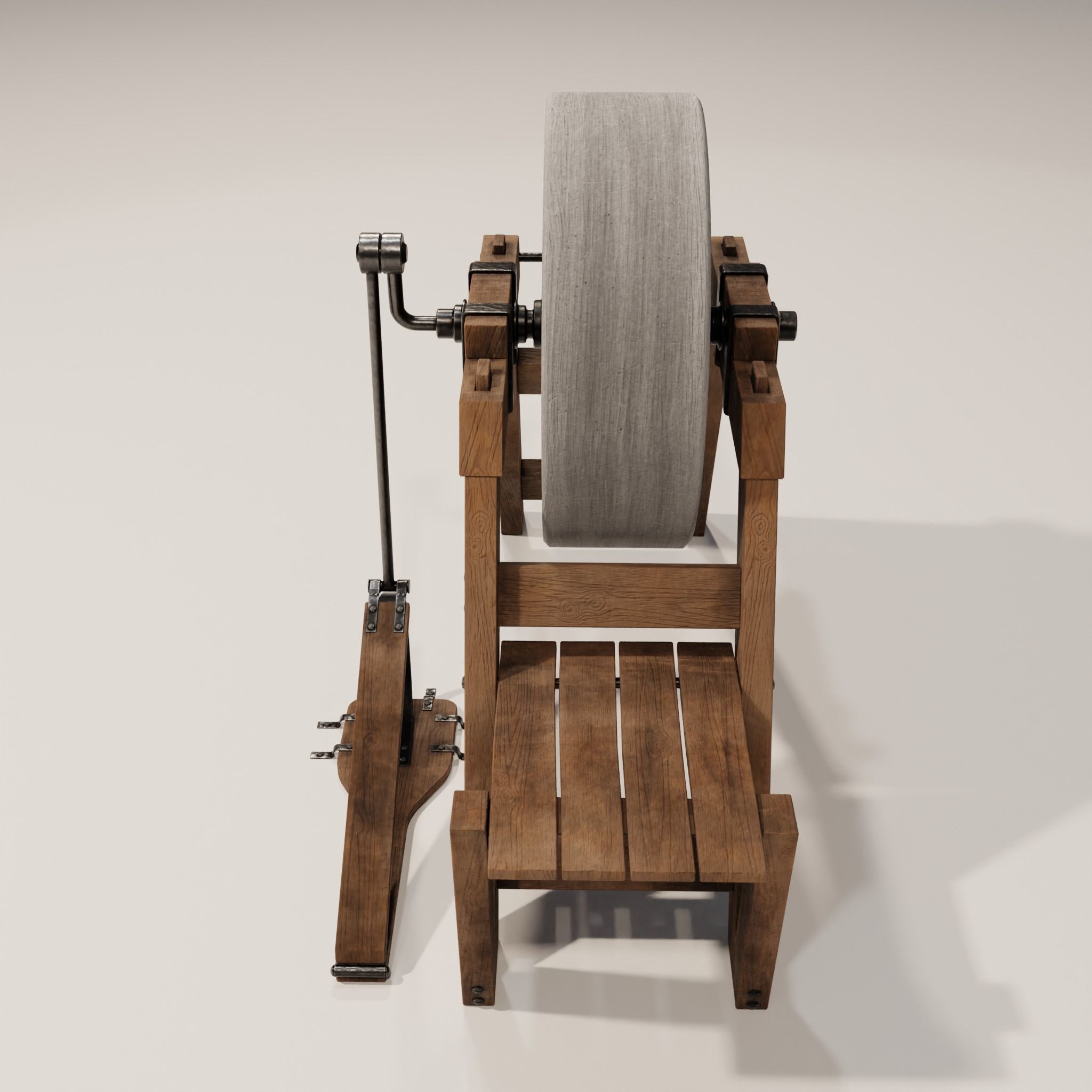 Medevil grinding wheel Low-poly 3D model_6