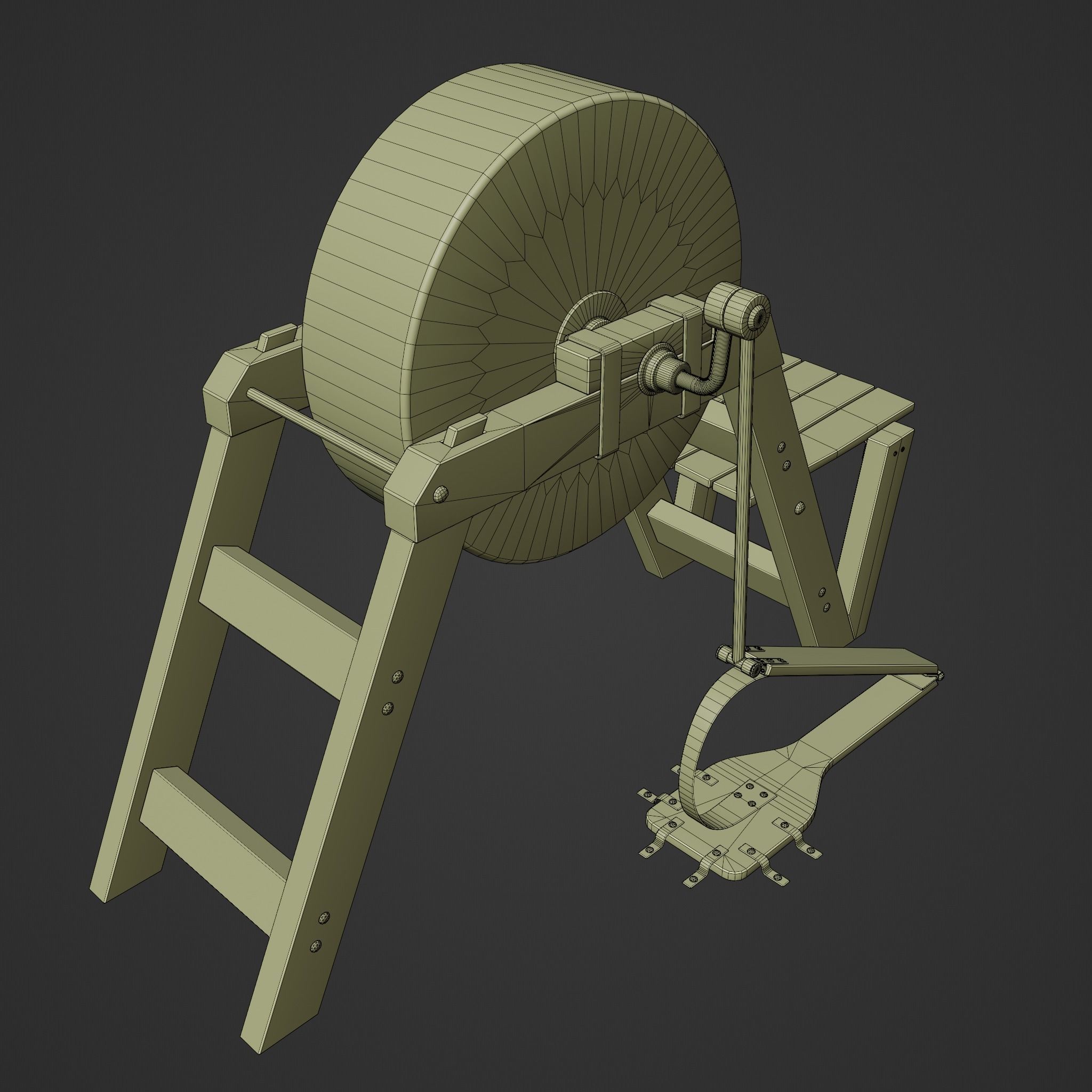 Medevil grinding wheel Low-poly 3D model_10