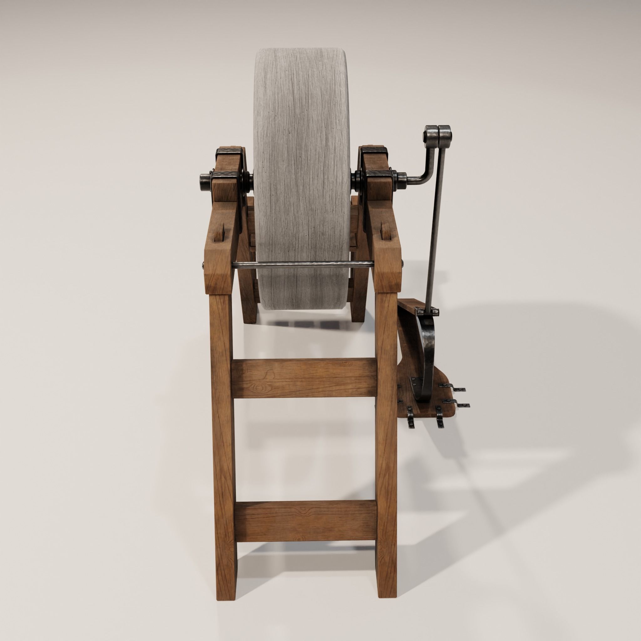 Medevil grinding wheel Low-poly 3D model_3