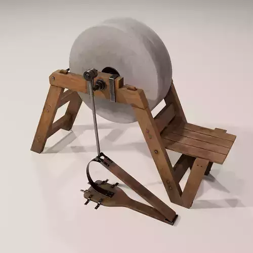 Medevil grinding wheel Low-poly 3D model