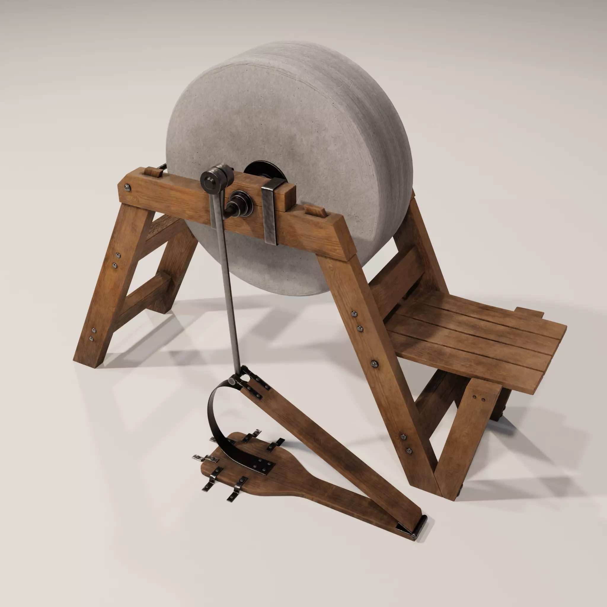 Medevil grinding wheel Low-poly 3D model_0