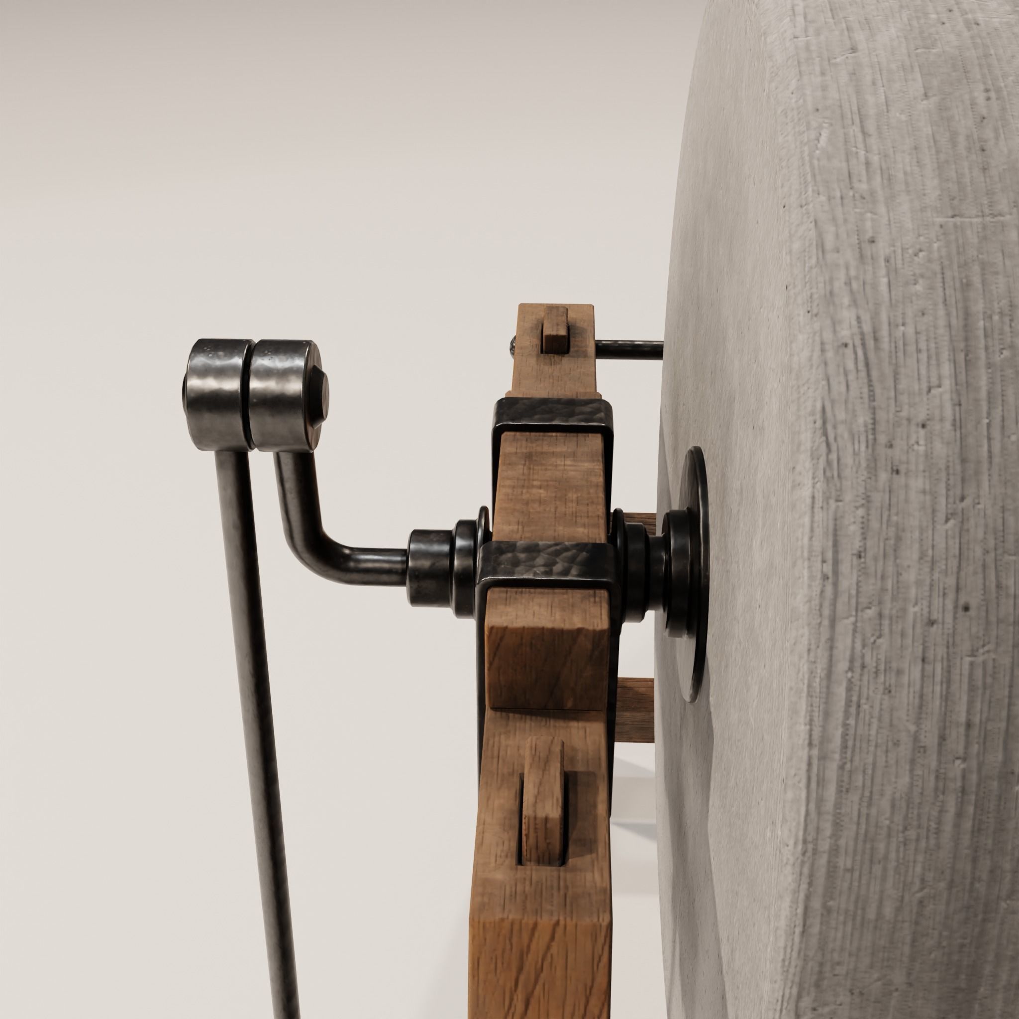 Medevil grinding wheel Low-poly 3D model_7