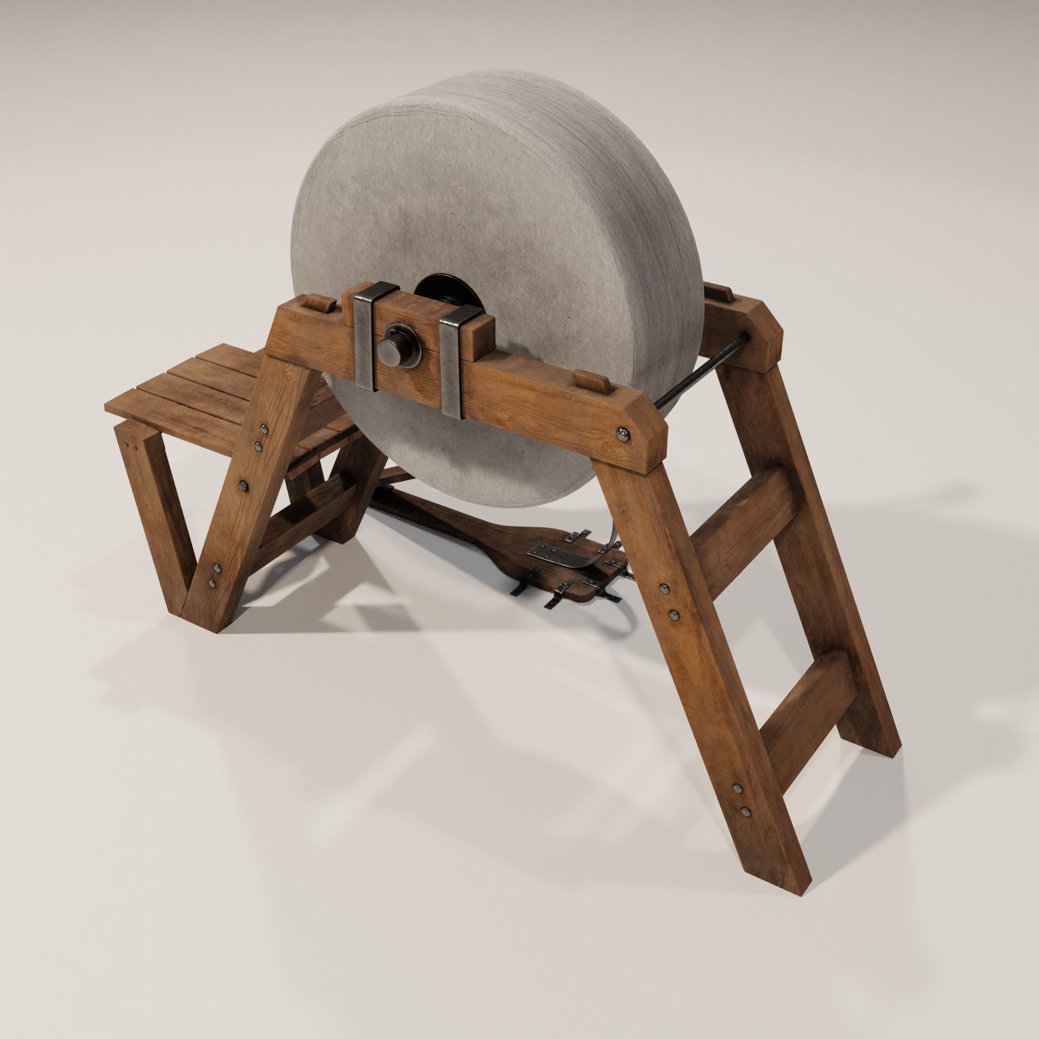 Medevil grinding wheel Low-poly 3D model_4