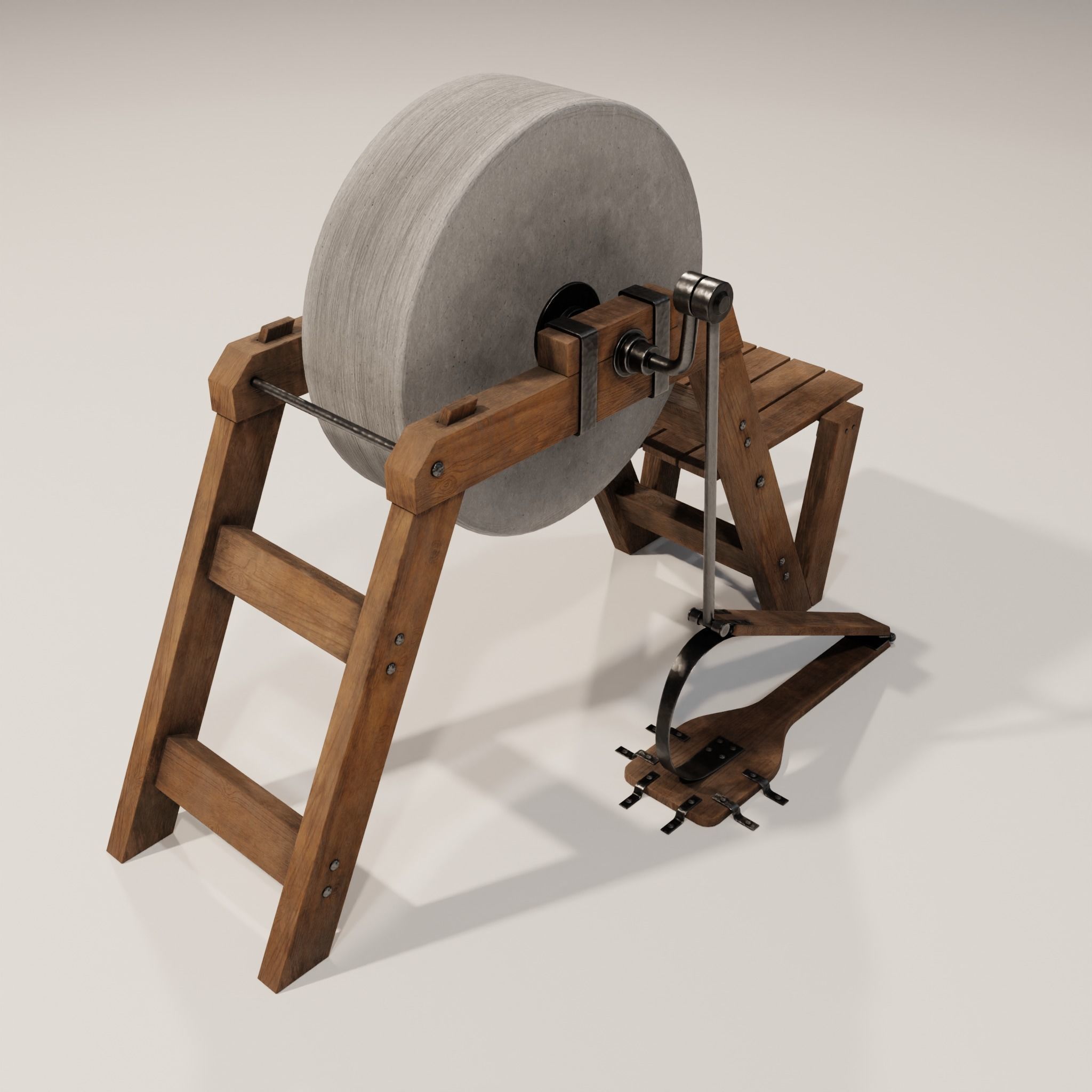 Medevil grinding wheel Low-poly 3D model_2