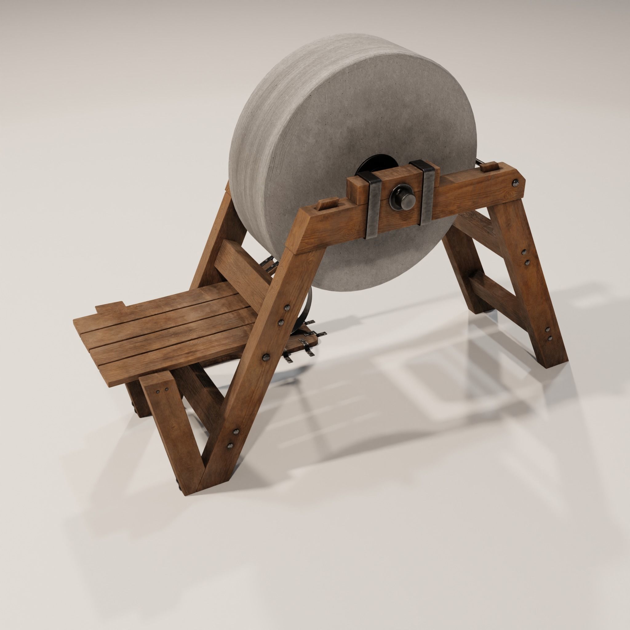 Medevil grinding wheel Low-poly 3D model_5