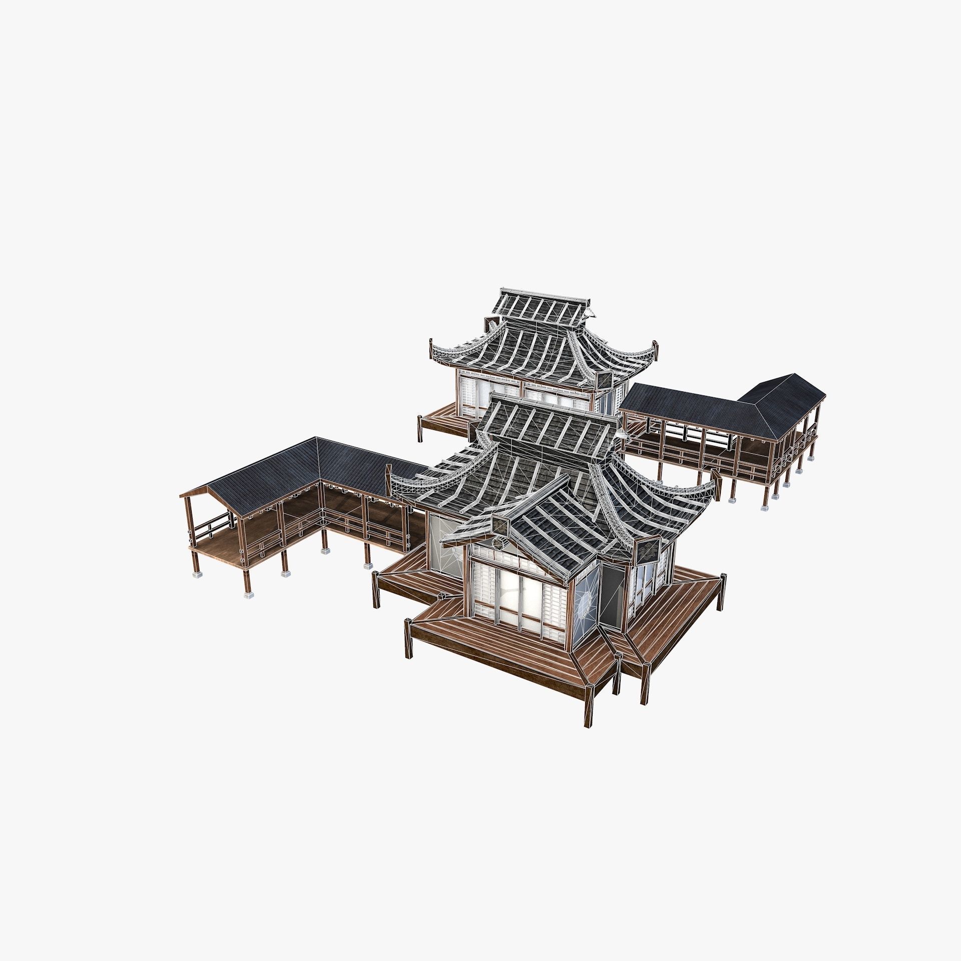 Ancient Japanese Village Collection Low-poly 3D model_16