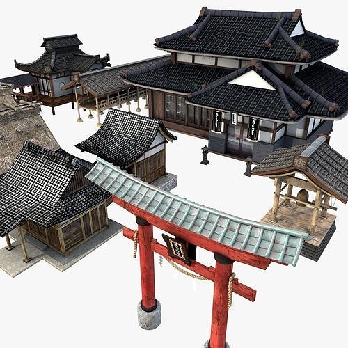Ancient Japanese Village Collection Low-poly 3D model 2
