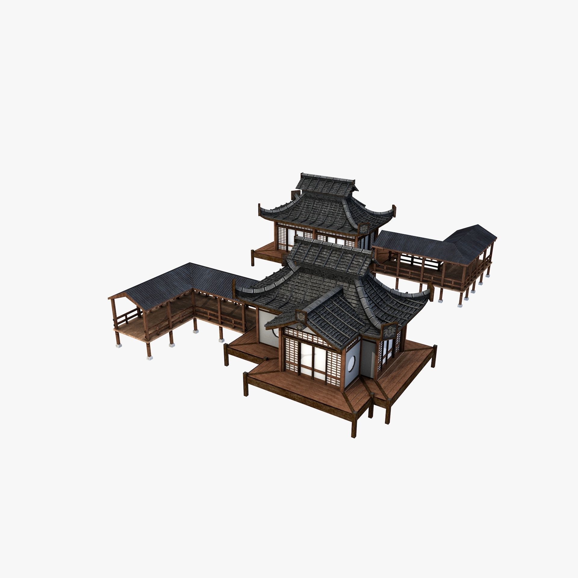 Ancient Japanese Village Collection Low-poly 3D model_15