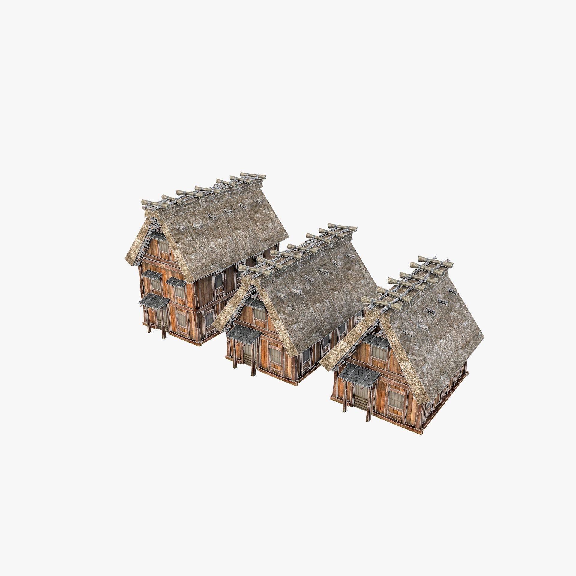 Ancient Japanese Village Collection Low-poly 3D model_14