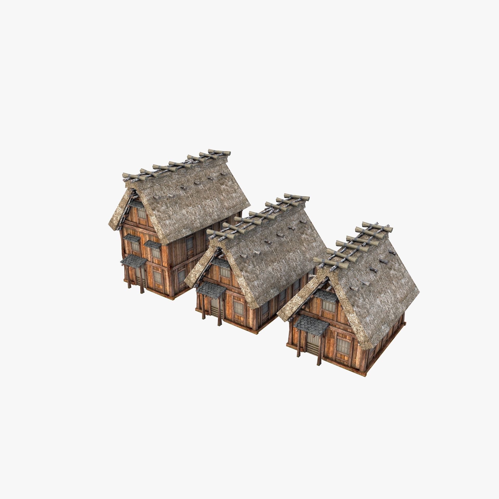 Ancient Japanese Village Collection Low-poly 3D model_13