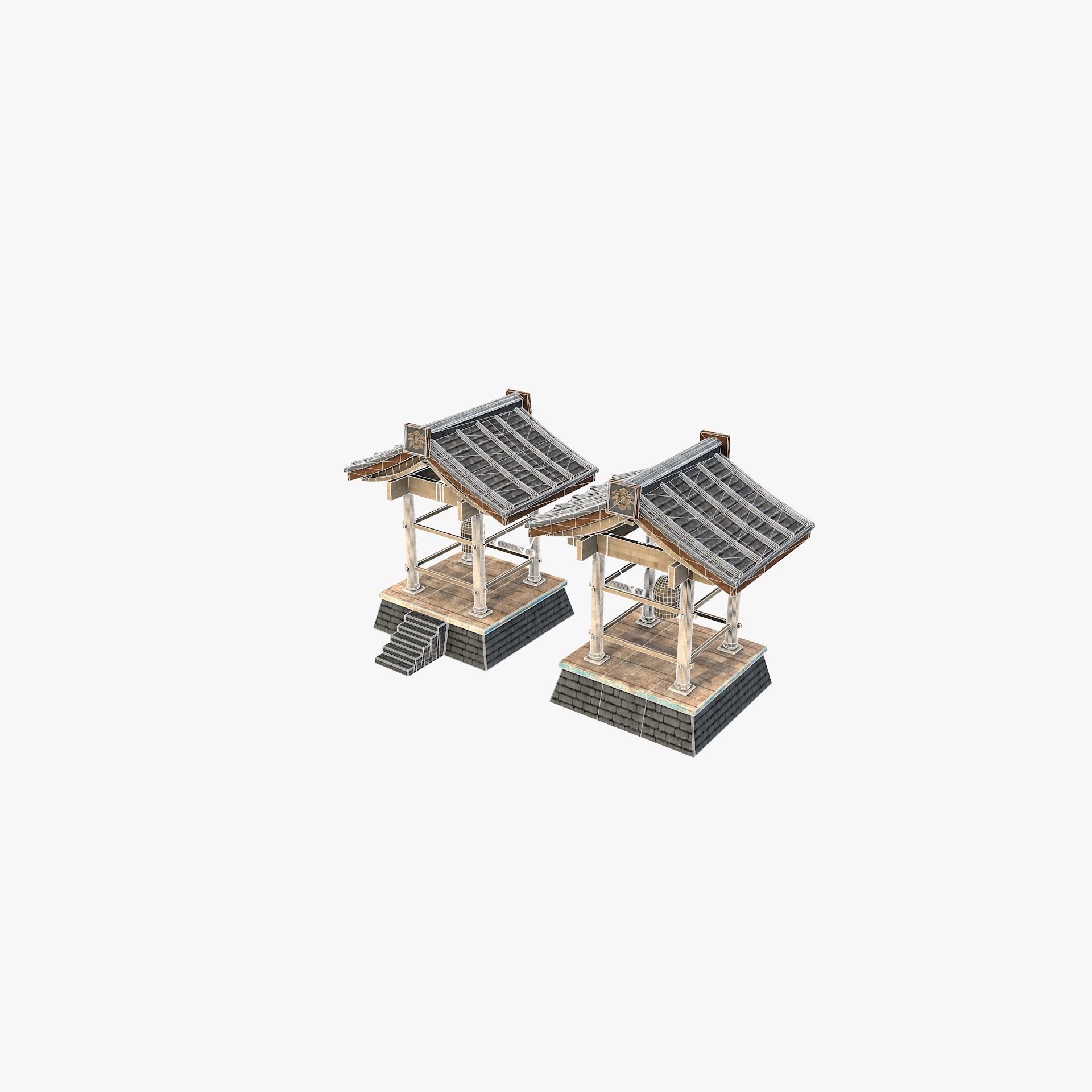 Ancient Japanese Village Collection Low-poly 3D model_8