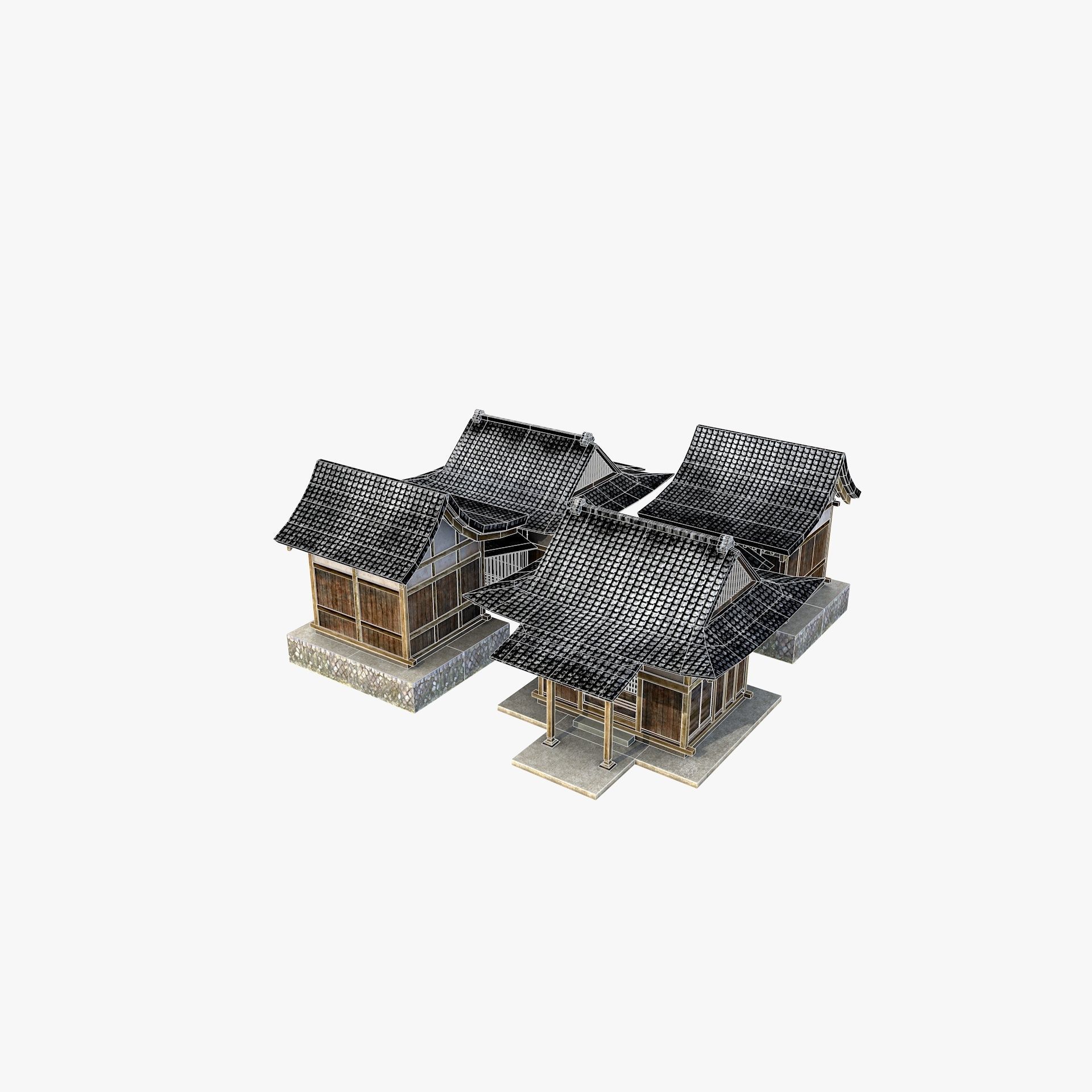 Ancient Japanese Village Collection Low-poly 3D model_18