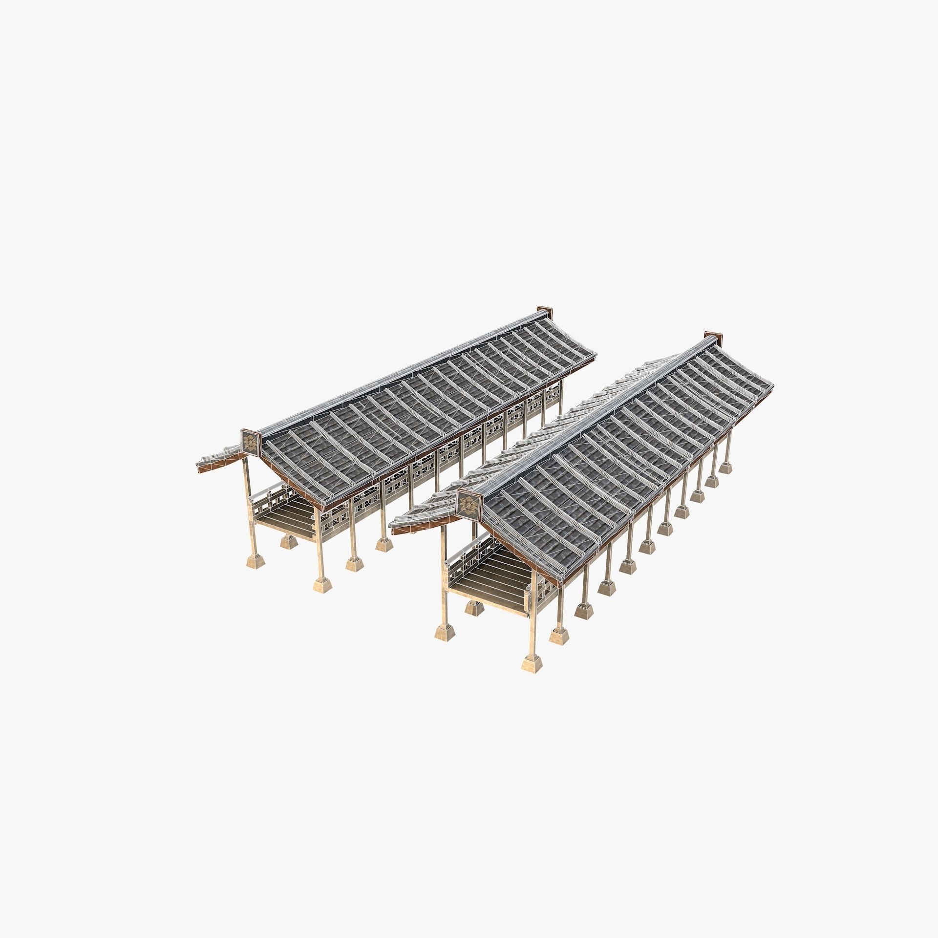 Ancient Japanese Village Collection Low-poly 3D model_10