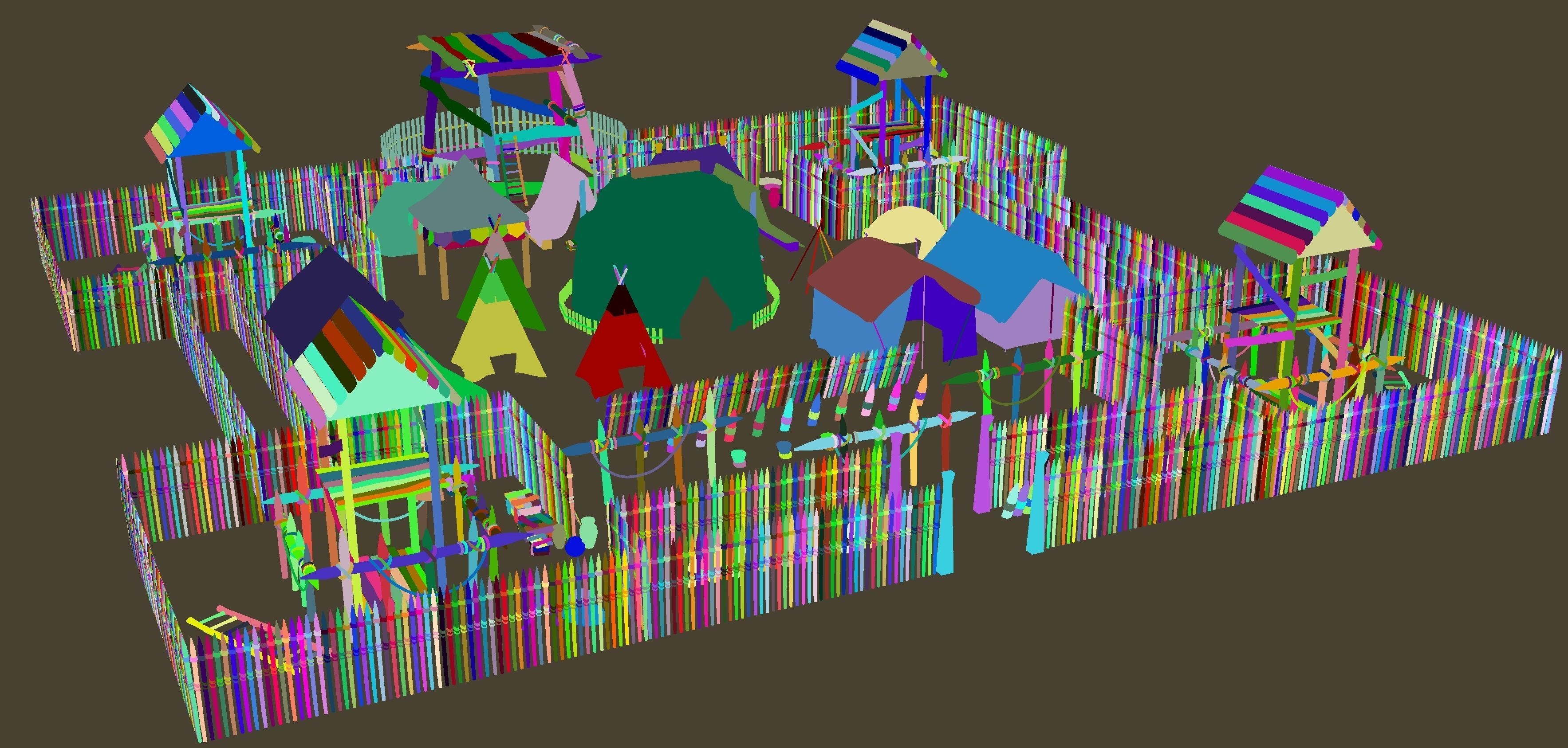 Set of medieval campaigns assets Low-poly 3D model_7