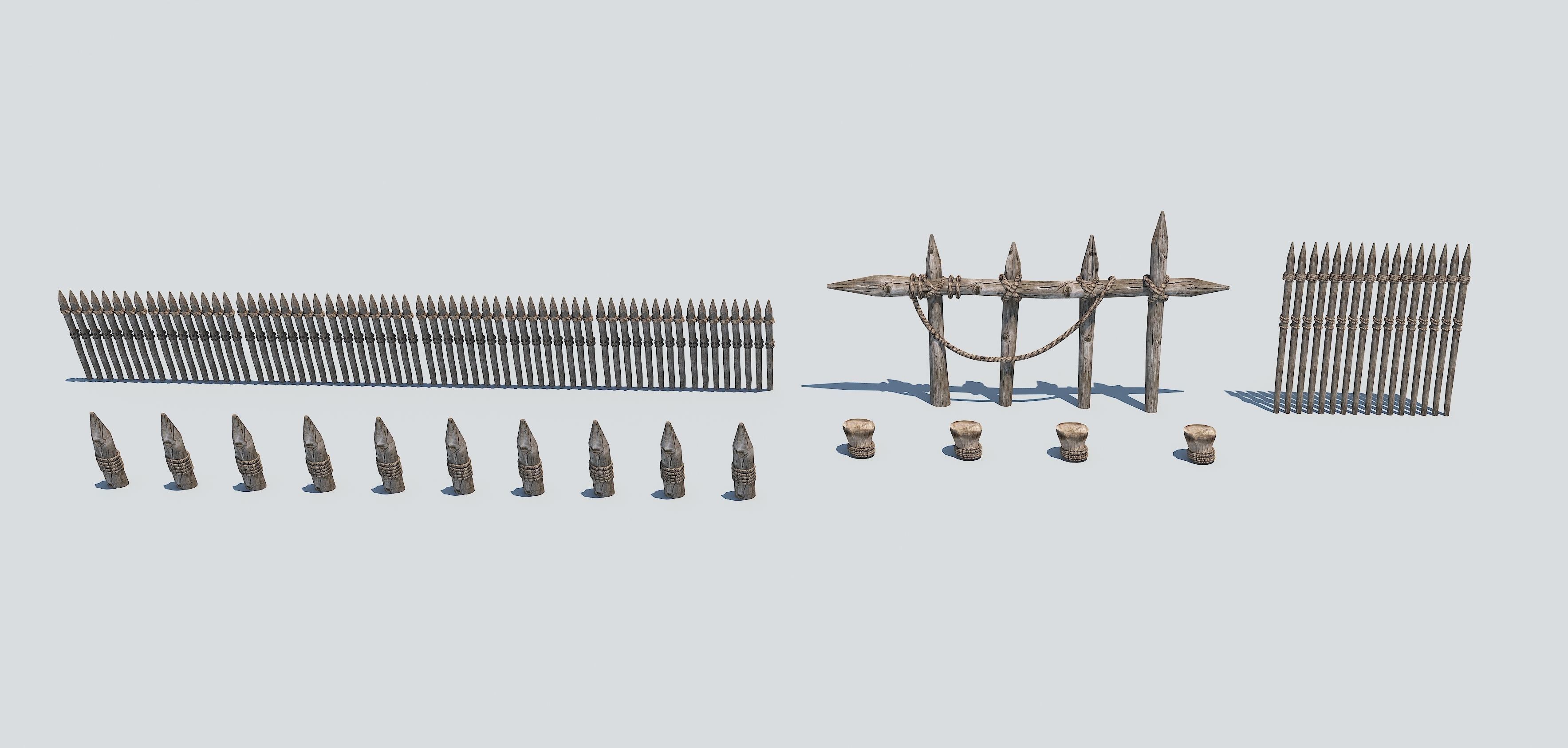 Set of medieval campaigns assets Low-poly 3D model_4
