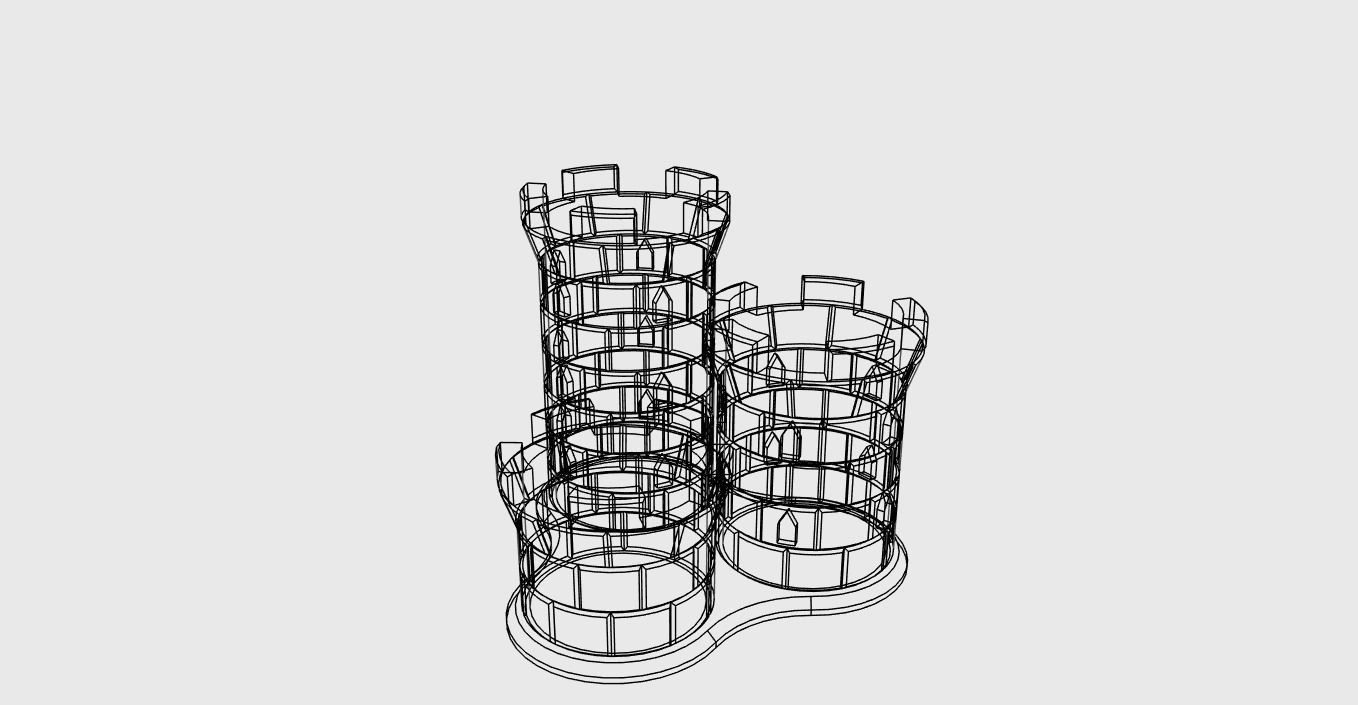 Pencil Holder 3 Towers easy print 3D print model_8