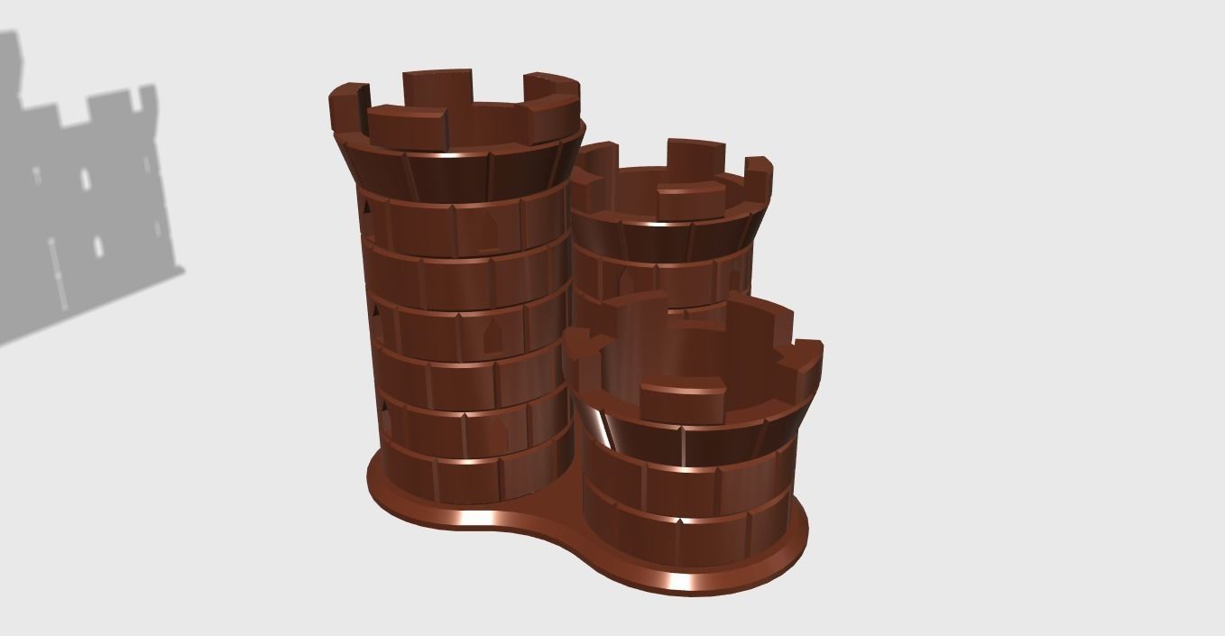 Pencil Holder 3 Towers easy print 3D print model_14