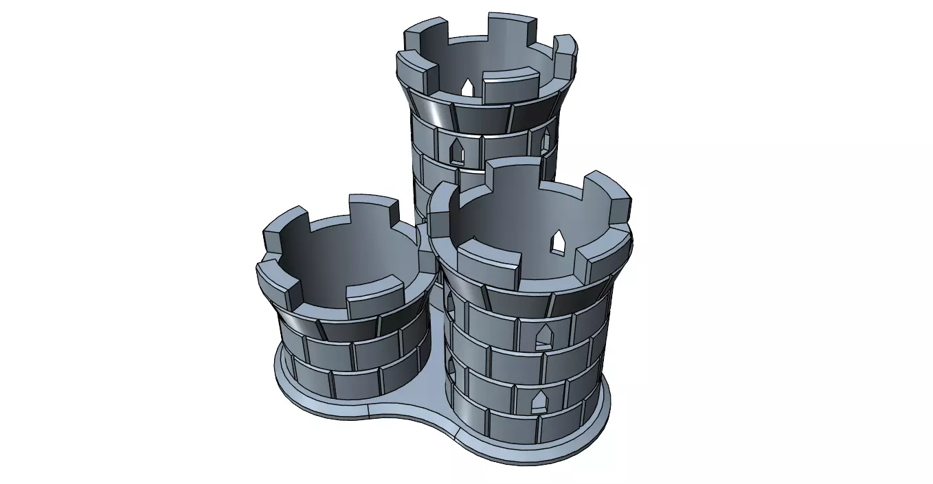 Pencil Holder 3 Towers easy print 3D print model_0