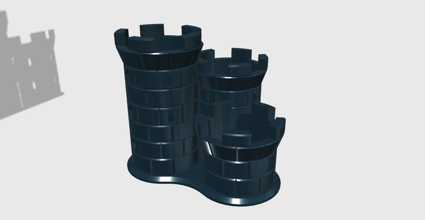 Pencil Holder 3 Towers easy print 3D print model_12