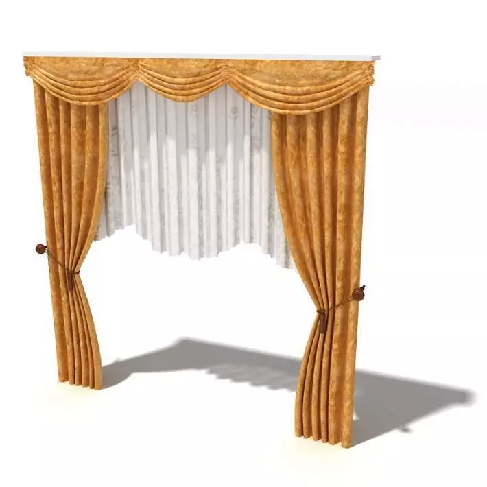 Tall Orange Curtains 3D model_0