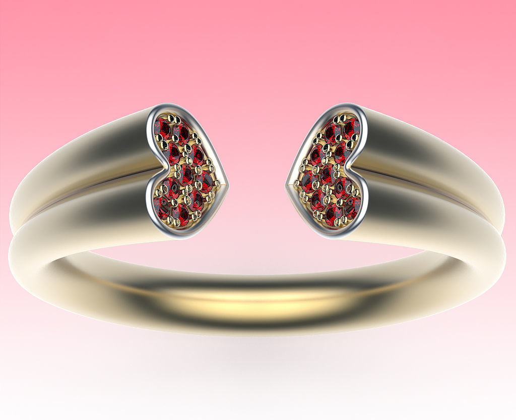 Ring Two Hearts 3D print model_1
