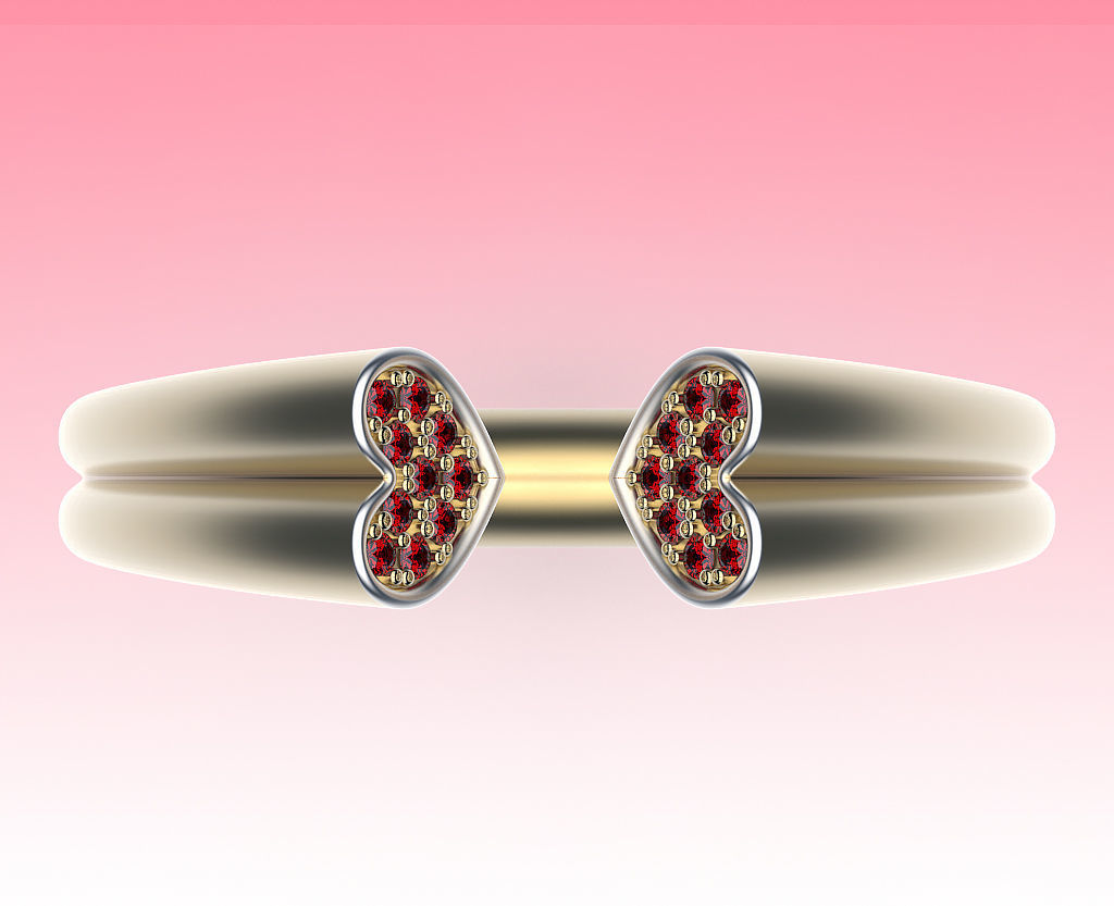 Ring Two Hearts 3D print model_2