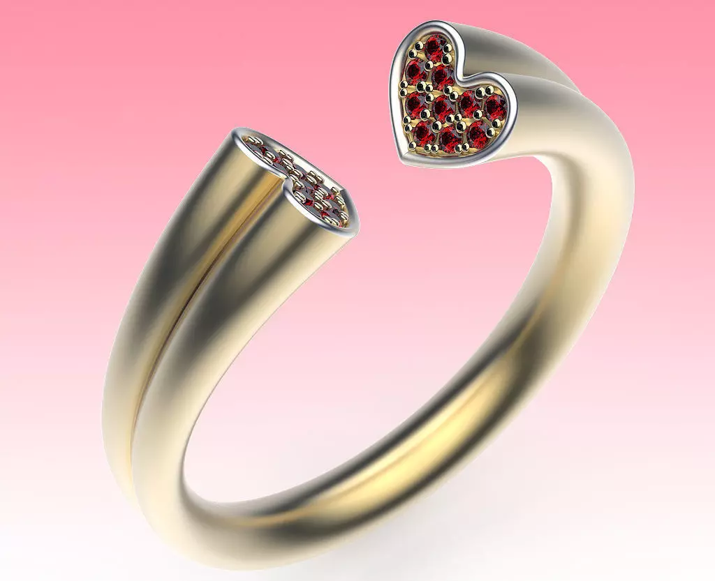 Ring Two Hearts 3D print model_0