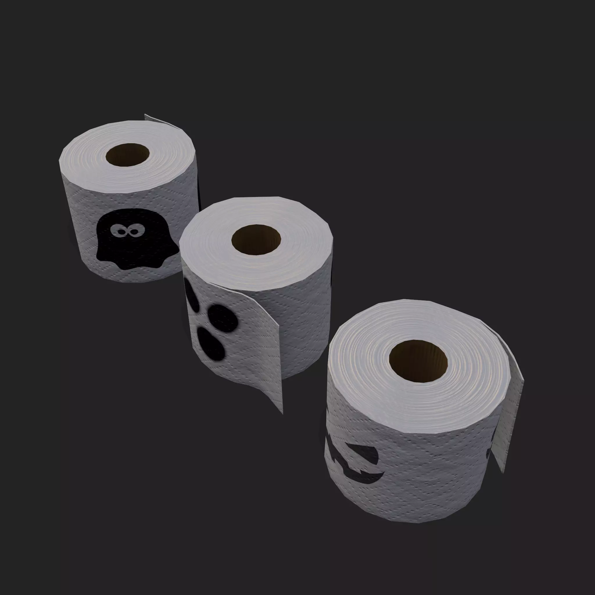 Spooky Toilet Paper Low-poly 3D model_0