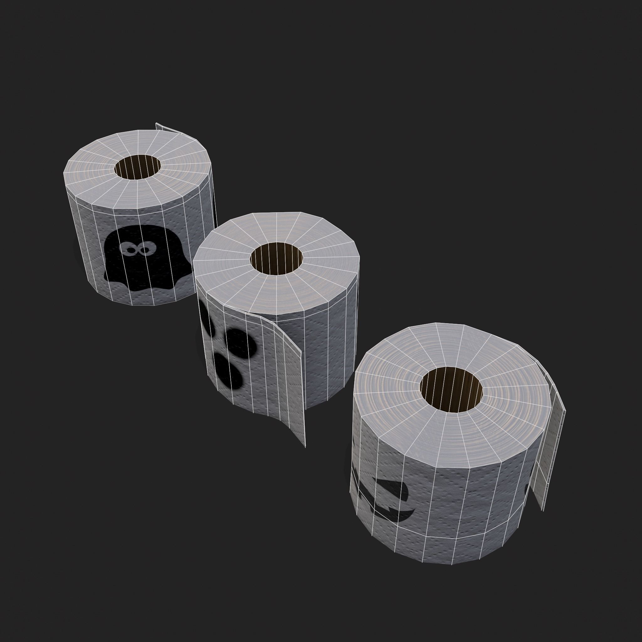 Spooky Toilet Paper Low-poly 3D model_2